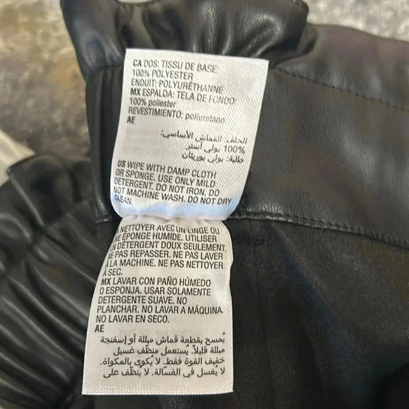 BAR III FAUX BLACK LEATHER WOMANS HIGH RISE BELTED PANTS SLACKS CLASSY SHARP FUN - Picture 8 of 10